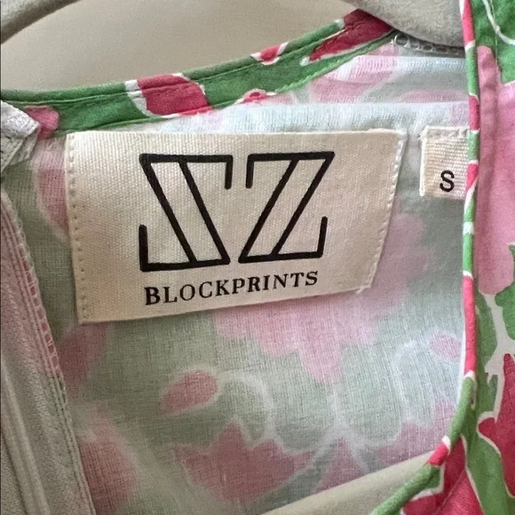 SZ Tuckernuck SZ BLOCKPRINTS Exclusive Celery Lisbon Print Mary‎ Dress Small - Picture 2 of 4